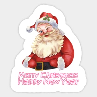 Retro Santa Claus Merry Christmas Happy New Year Sticker